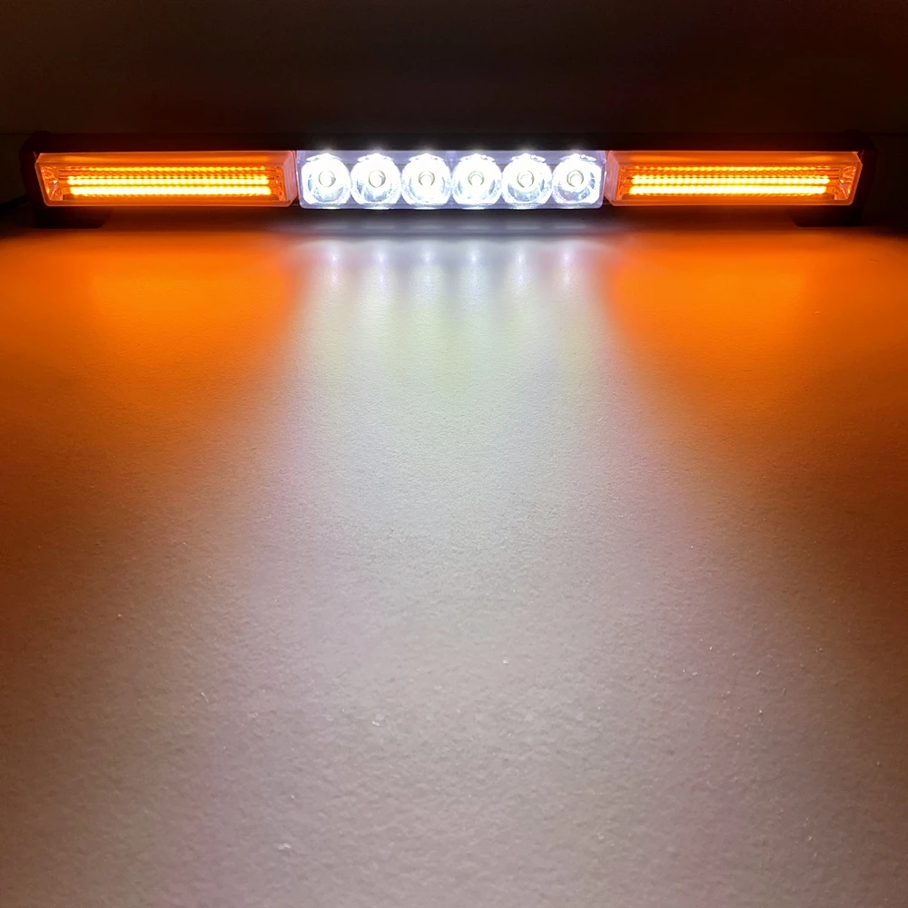 LED Warning Light Bar Police Car LED Strobe Emergency Light Beacon Autos Flashing Safety Signal Lamp Amber White 12/24V