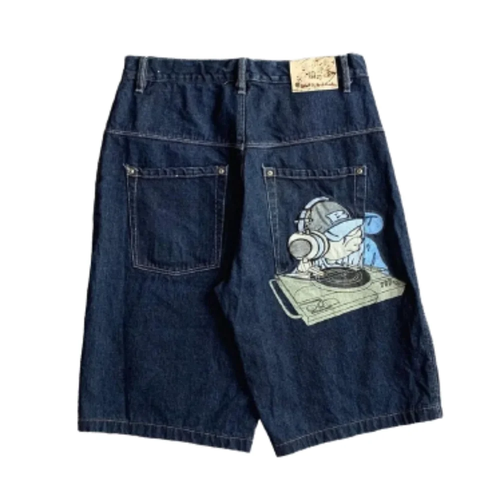 Streetwear Y2k Shorts Hip Hop Cartoon Graphic Embroidery Baggy Denim Gym Shorts Summer New Harajuku Gothic Men Basketball