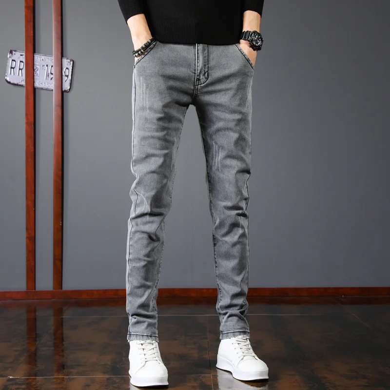 2023 Spring and Autumn New Classic Fashion Trend Solid Color Elastic Small Legs Men\'s Casual Slim Comfortable Breathable Pants