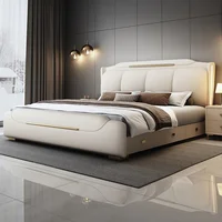 Lit de rangement nordique rembourré, esthétique de chambre à coucher, lit lounge, tables de chevet, cadre de lit, lits doubles, accessoires pour la maison 1