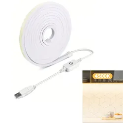 USB-Powered Waterproof Neon LED Strip Lights - 3m (4500K Neutral light)