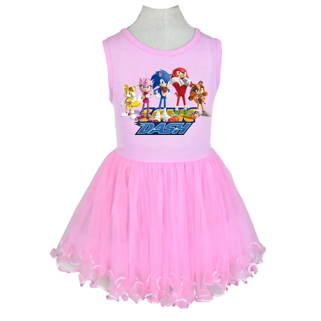 

New Sonic Mesh Skirt Girls Princess Dress Sunset Skirt Mesh Puff Skirt Comfortable and Leisurely Summer Clothes