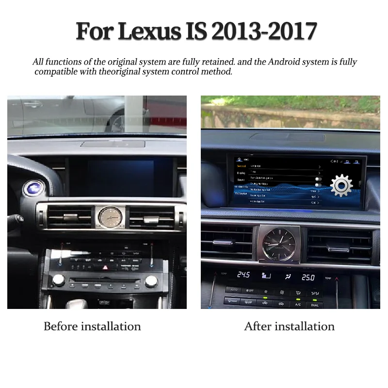 10,25 ''para Lexus IS 250 200 300 350 200T 300H Android 13 CarPlay Qualcomm 2013 2017 menú OEM reservado reproductor de vídeo de Radio de coche 2