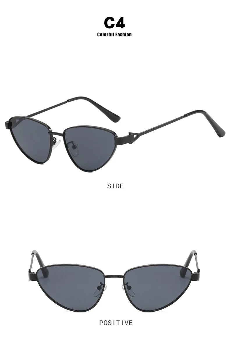 Neue Mode Cat Eye Sonnenbrille für Frauen Vintage Metall Rahmen Dreieck Dekorative Damen Sonnenbrille Sexy Kleine Cateye Brillen – Detail 11