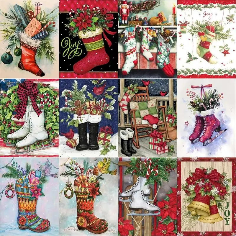 

GATYZTORY Paint By Numbers Personalized Gift Christmas Stocking Easy Decorative Paintings On Canvas Hand Painting Artwork