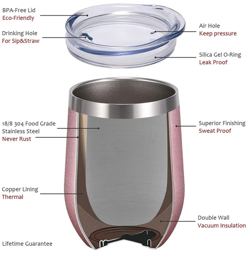 12oz Stanley Stainless Steel Wine Copo Cafe Double Walled Insulated Tumblers With Straw Egg Tumbler Travel Caneca Térmica Tasses