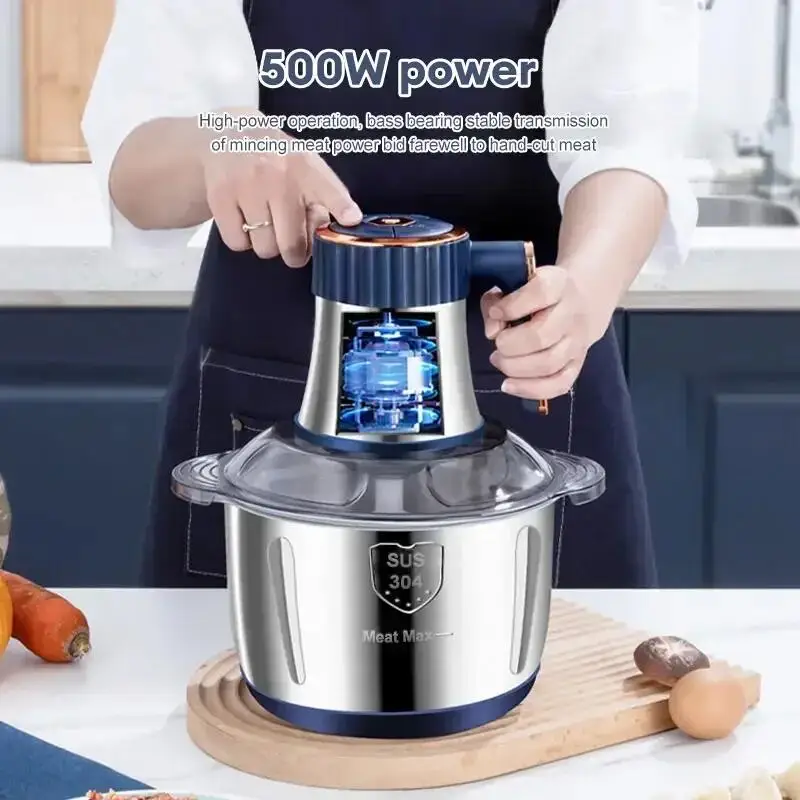 LXT Electric Meat Grinders 5L Food Crusher Stainless Steel Multifunctional Vegetable Slicer Processor Chopper Kitchen Blenders 2