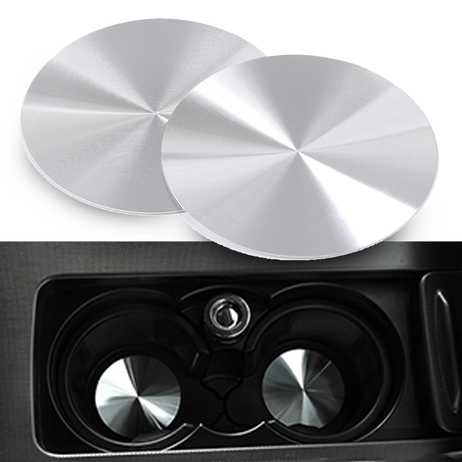 

2 Pcs Universal Metal Car Water Cup Holder Mat Trim 6cm Fit For Land Rover Range Rover Sport Vogue Discovery 4 5