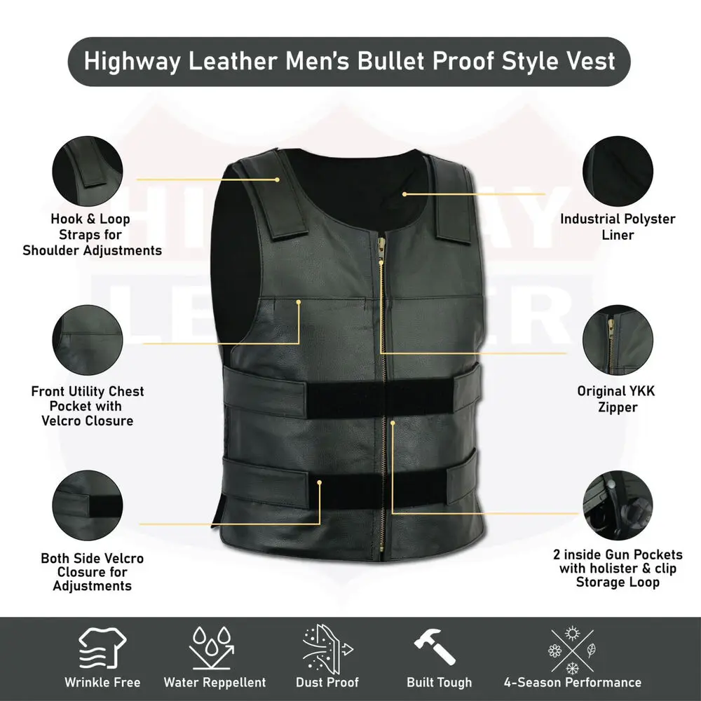 Gilet Da Moto In Pelle Stile Antiproiettile Da Uomo Per Gilet Tattico Da Motociclista - Foto 4