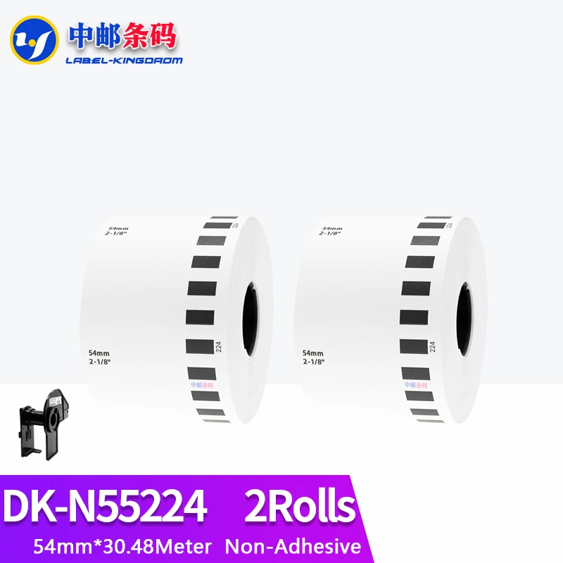 

2 Rolls Generic DK-N55224 Label Non-Adhesive 54mm*30.48M Continuous Compatible for Brother QL-700 QL-800 Thermal Printer