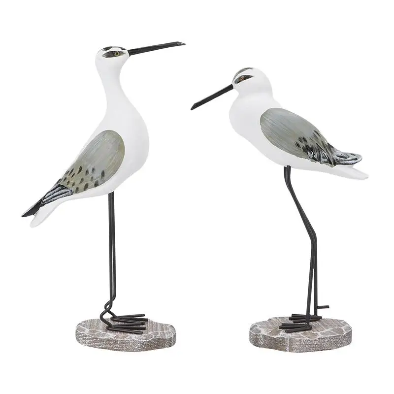 2Pcs Bird Craft Realistico Seagull Statua Ornamento Per Uccelli Gabbiano Legno Uccello Artigianato Ornamento Realistico Seagull Decor Scultura Desktop