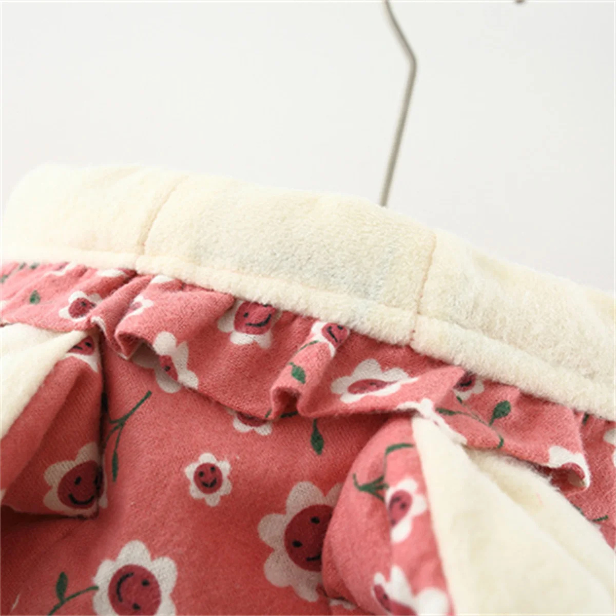 Kids Jackets Winter Coat Winter cotton jacket cartoon floral rabbit ear children's clothing girl baby clothing with waist cinched pink princess style