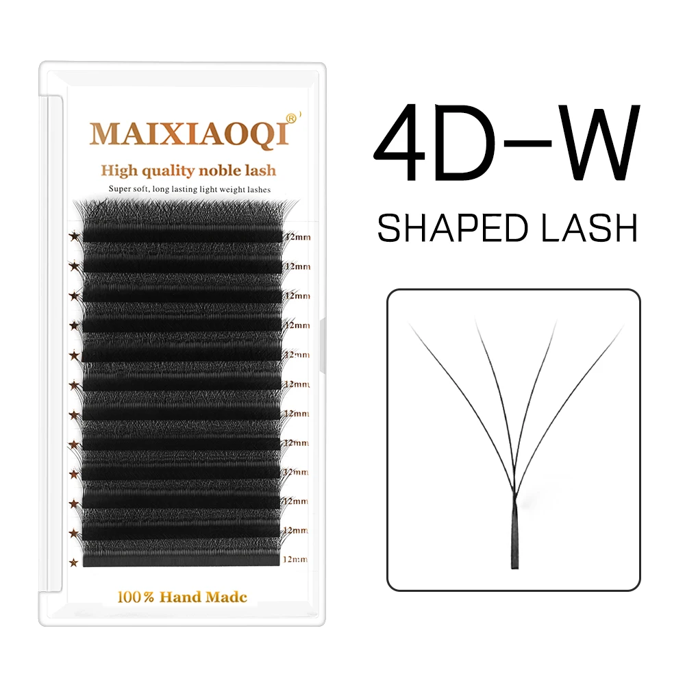 MAIXIAOQI 4D W 모양의 꽃, 자동 꽃, 프리메이드 팬 속눈썹 연장, 자연스럽고 부드러운 빛, 높은 개별 속눈썹 