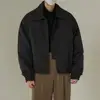Men Jacket Lapel Collar Men Trench Coat All-match Men Jacket Solid Color Long Sleeves Casual Short Bomber Jacket Outwear 3