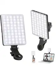 High - Power Rechargeable Clip - On LED Video Conference Light with Adjustable Modes (Black)