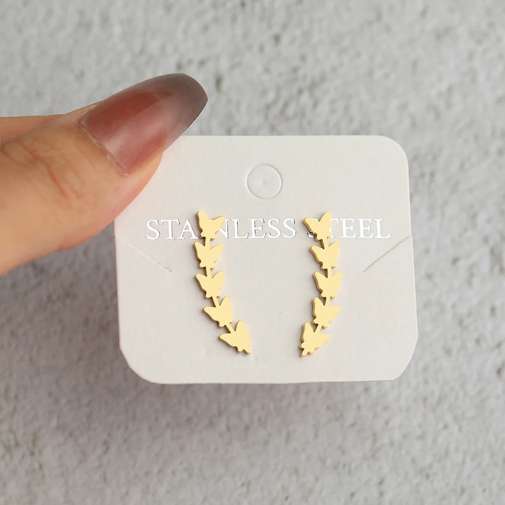 Stainless Steel Earrings Delicate Butterfly Accessory Charms Trend Fine Fashion Stud Earrings - Image 3