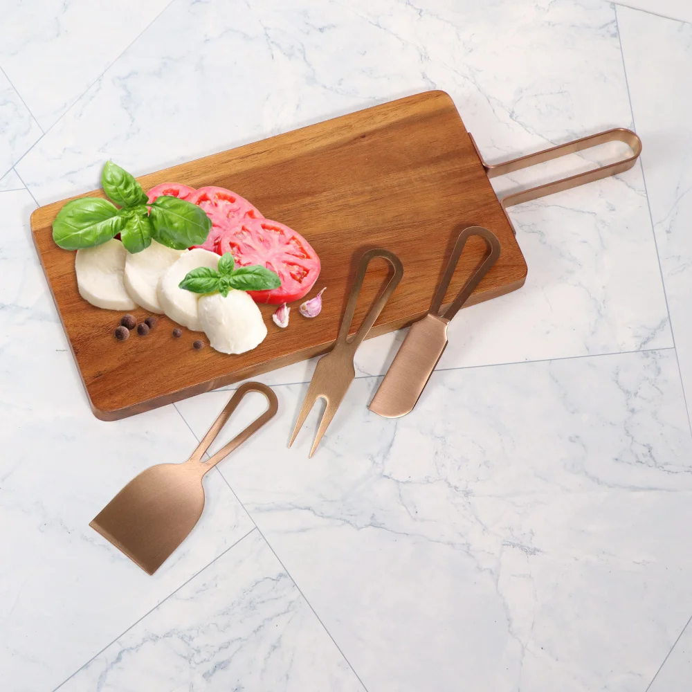 

3pcs Acacia Wood Cheese Board And Knife Set Magnetic Charcuterie With Knives Housewarming Gifts