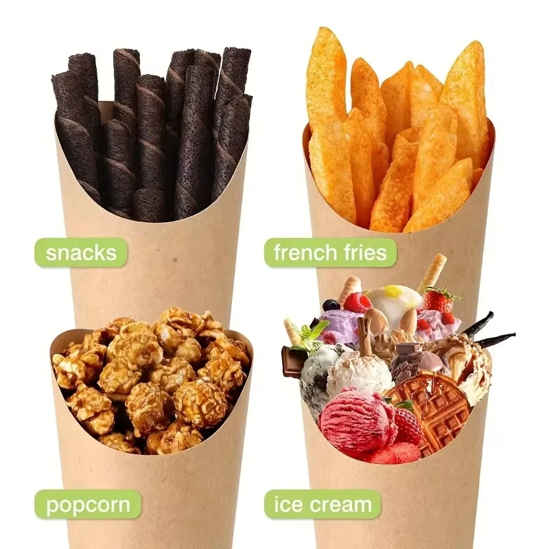 Disposable greaseproof French Fries cup Hamburger sandwich paper kitchen cowhide skew cup Packing box Ice cream paper cup