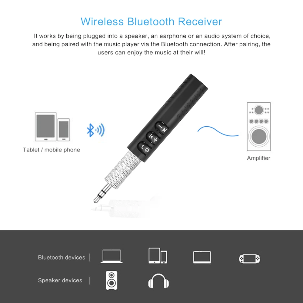 Lavalier Mini Bluetooth Aux Audio Receiver Transmitter Adapter 3.5mm Jack Handsfree Auto Car Kit Music Mic Headphones