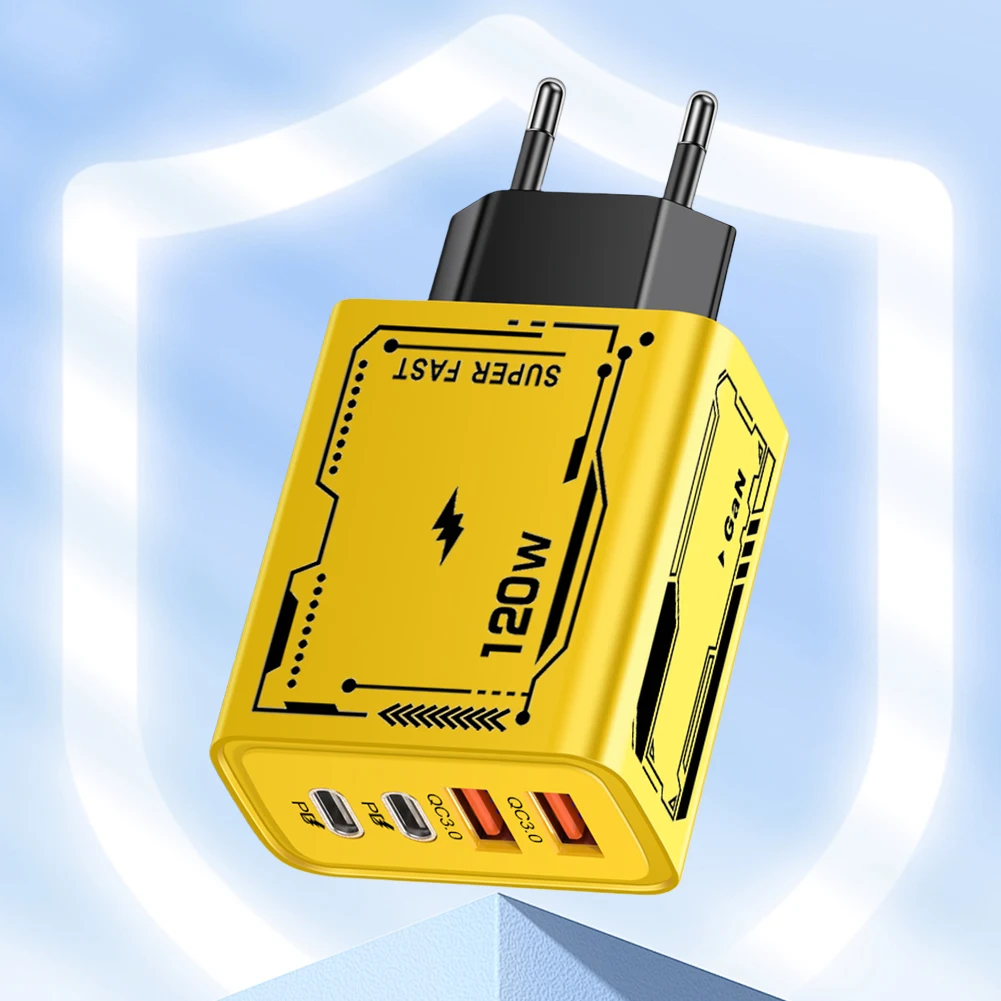 120W Fast Charging 4 Ports USB C Wall Charger QC3.0 PD Type C Charger for iPhone 15 14 13 12 11 Huawei Samsung Xiaomi