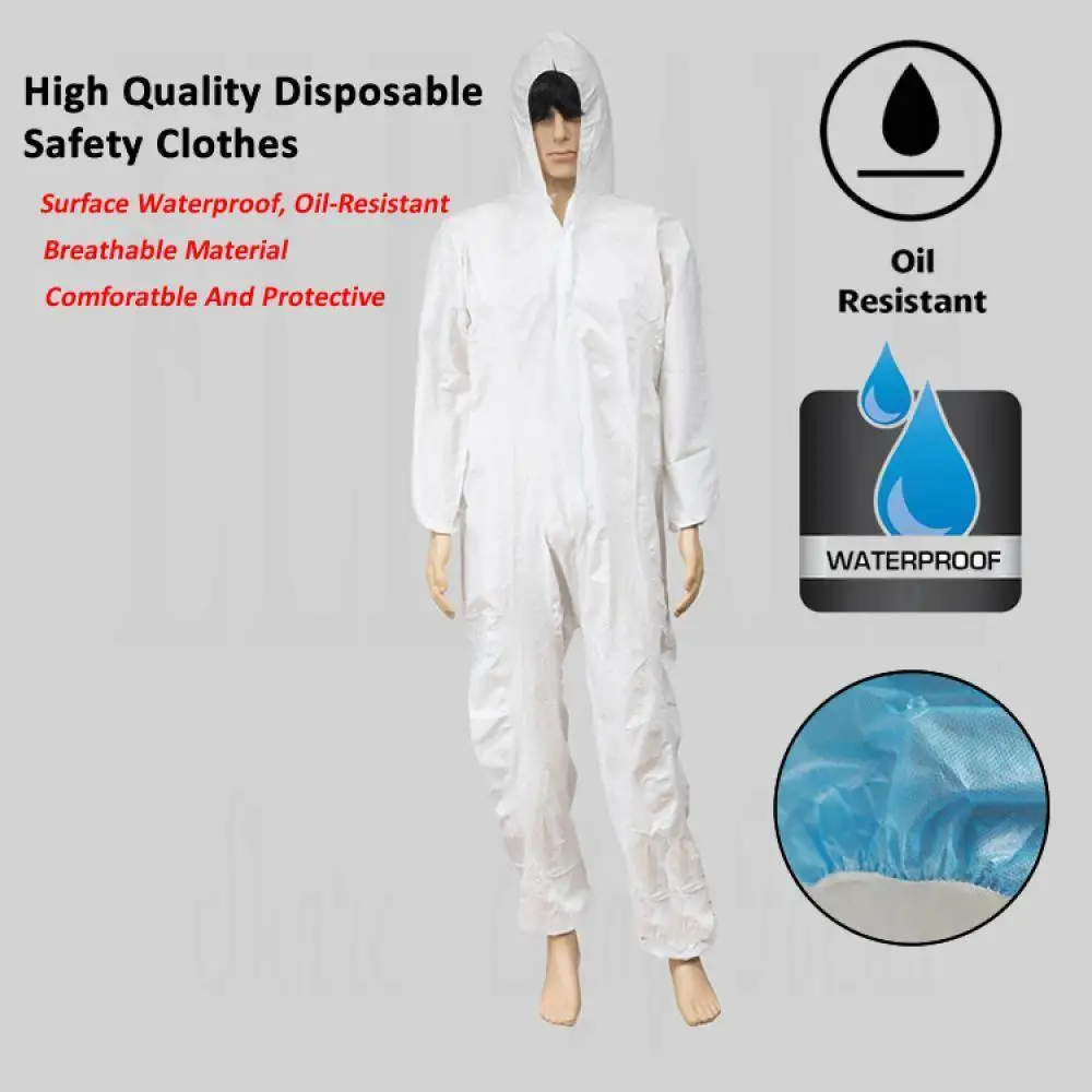 Unisex Sanitary Protection Jumpsuit Hazmat Suit Zip Isolation Protective Coveralls Disposable Anti Dust Sanitary Safety Clothing work coverall suit disposable isolation gown