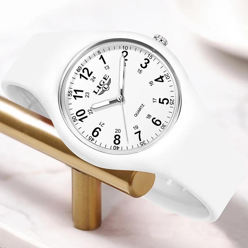 LIGE Fashion Lady WaterproofWatches Casual White Digital Simple Women Quartz Watch Sport Silicone Strap Ladies Clock Wristwatch