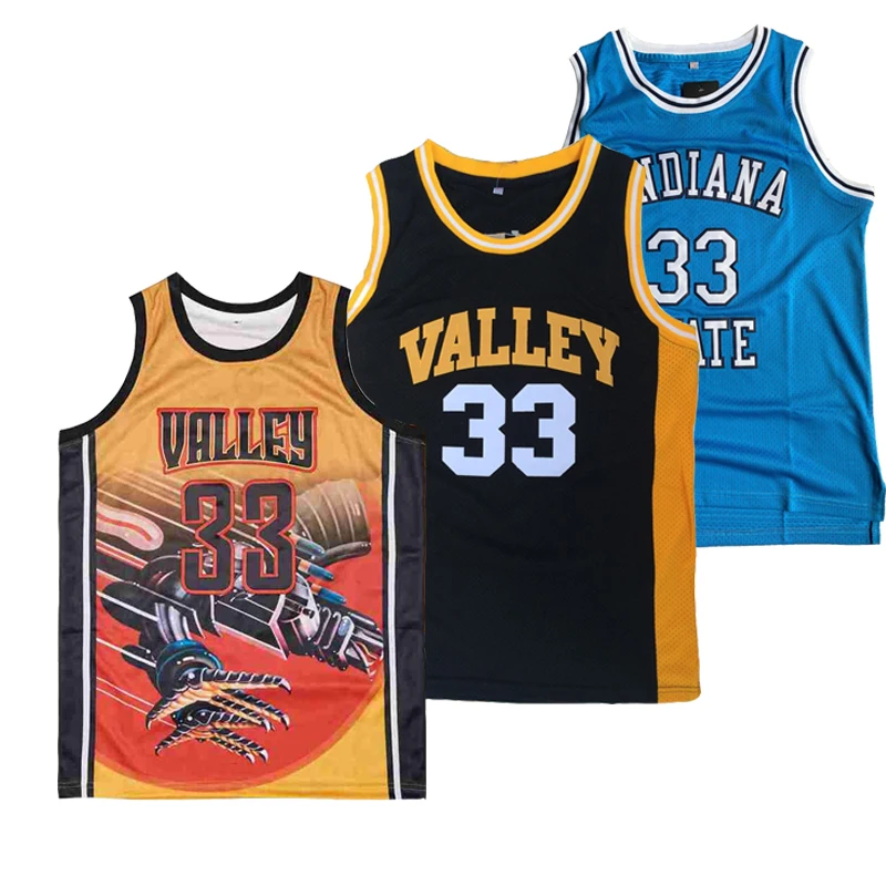 Basketball jerseys high school VALLEY 33 BIRD jersey Sewing embroidery Outdoor sportswear Blue Black yellow