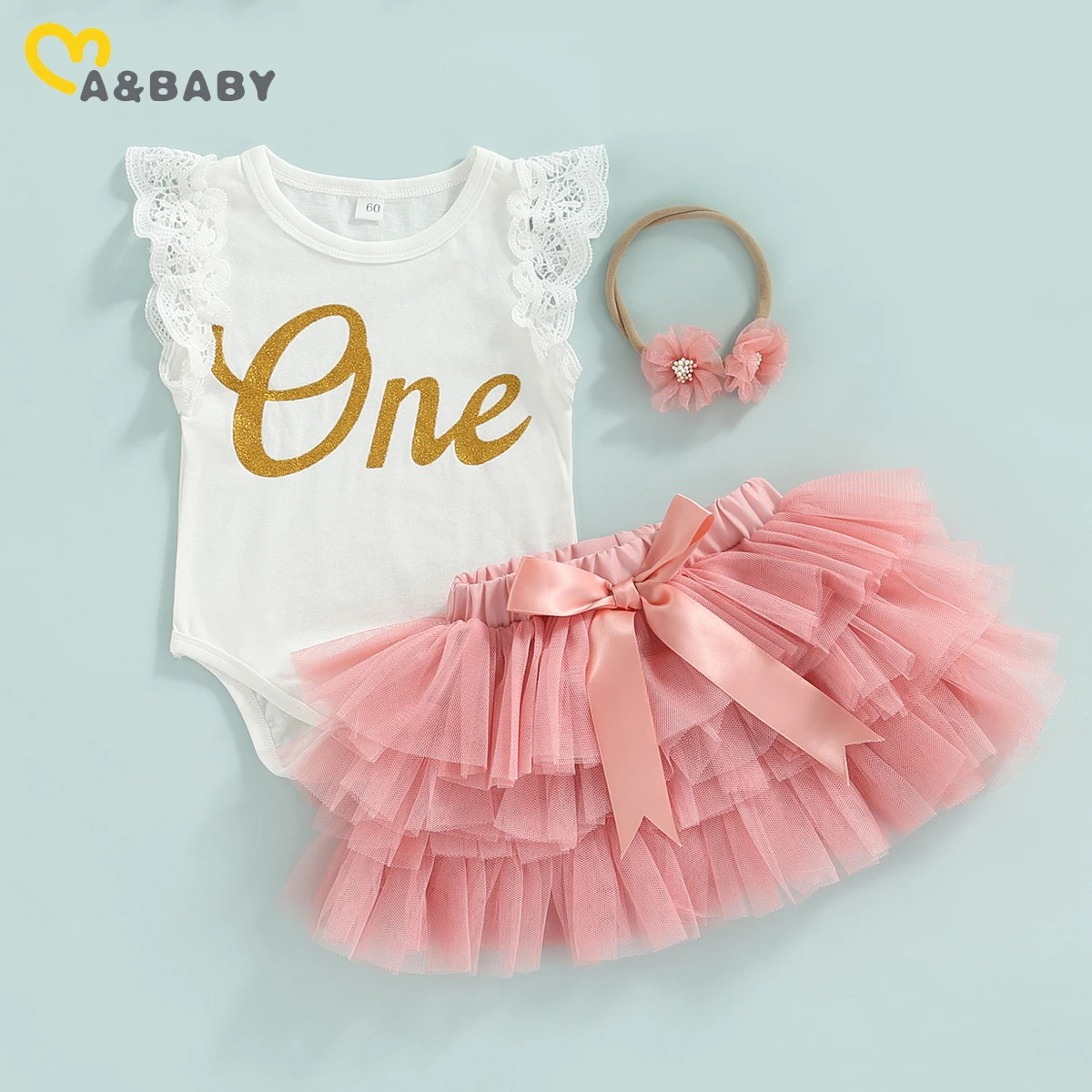 3PCS Baby Girl 1st Birthday Outfit 1