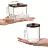 3pcs Swabs Holder Bathroom Container, Storage Box Cotton Ball/Swabs Dispenser, Apothecary Jar Organizer for Storage Wood Lids 6