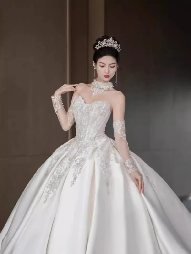 chinese dress ladies Simple Satin Basque Waist Wedding Dress Sleeveless Pockets A Line COCOMELODY CW3502, 20 Days / Choose from Satin Color Chart / US0-UK2-EUR30