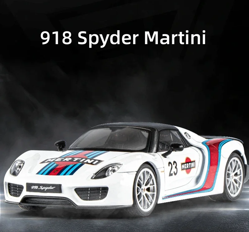 1:18 Porsche Martini 918 Spyder Alloy Car Model Miniature Diecast