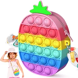 Sac à bandoulière en forme d'ananas, arc en ciel, sac à dos à bulles, cadeau de fête, tdah, anxiété, soulagement du Stress, jouets 