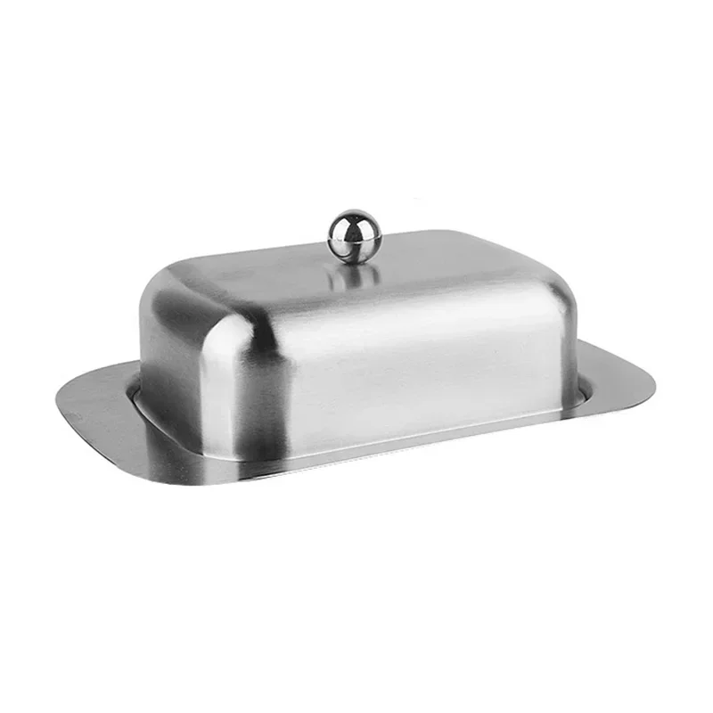 Butter Storage Box Stainless Steel Butter Dish with Lid Salad Serving Container Cheese Plate Restaurant Kitchen Tableware