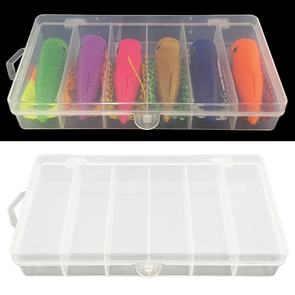 

1 Pc PVC Plastic Six Grid Box Transparent Bait Box Plastic Fishing Lure Bait Hook Storage Box Fishing Tackle Boxes Fishing Tools