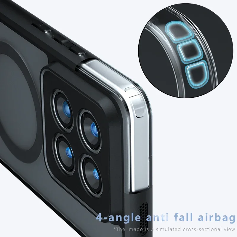 Smart Wireless Charging Magnetic Acrylic Matte Case - Shockproof Transparent Hard Bumper