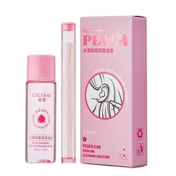 Peach Flavored Ear Piercing Aftercare Kit with Disposable Cleaning Tools (Rose fragrance)
