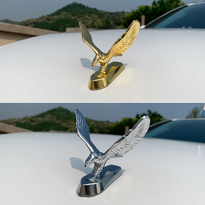 ADFLJK 3 Pcs 3D Emblem Eagle Auto Car Front Cover Chrome Hood Ornament  Sticker Badge Bonnet Car Decoration Styling Accessories (C)