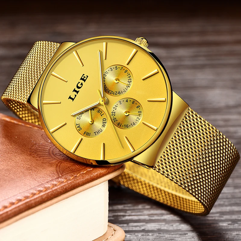 LIGE Classic Women Rose Gold Top Brand Luxury Laides Dress Business Fashion Casual Waterproof Watches Quartz Calendar Wristwatch