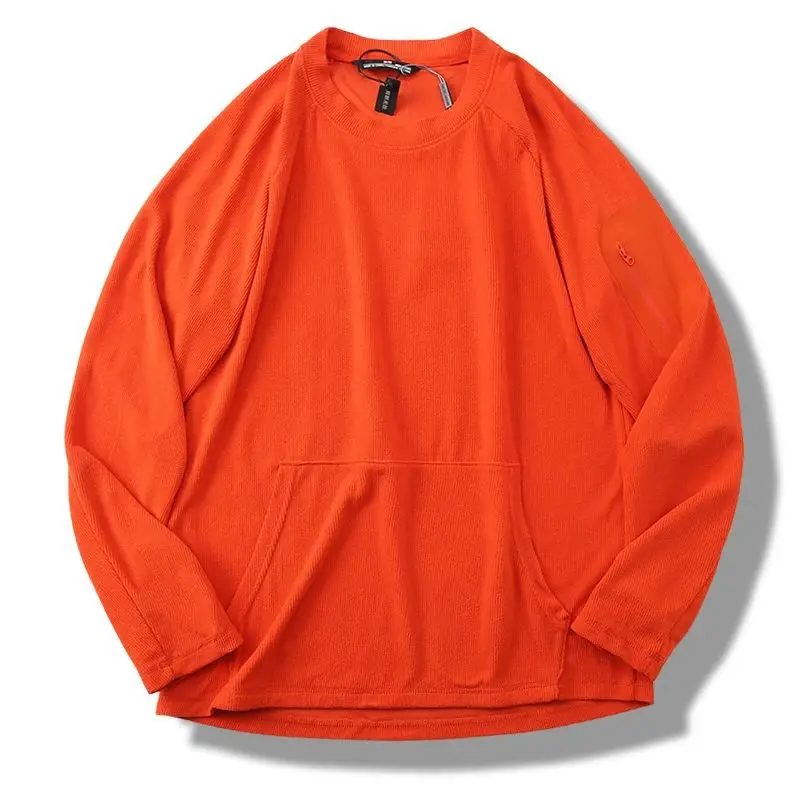 thumbnail image 1 of Camiseta básica deportiva y de ocio con bolsillo de primavera y otoño para hombre, camiseta larga con capucha, 1 of 5