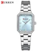 CURREN Luxury Brand Watches for Women Simple Rectangular Dial with Sparkling Rhinestones Casual Quartz Wristwatch with Luminous 5