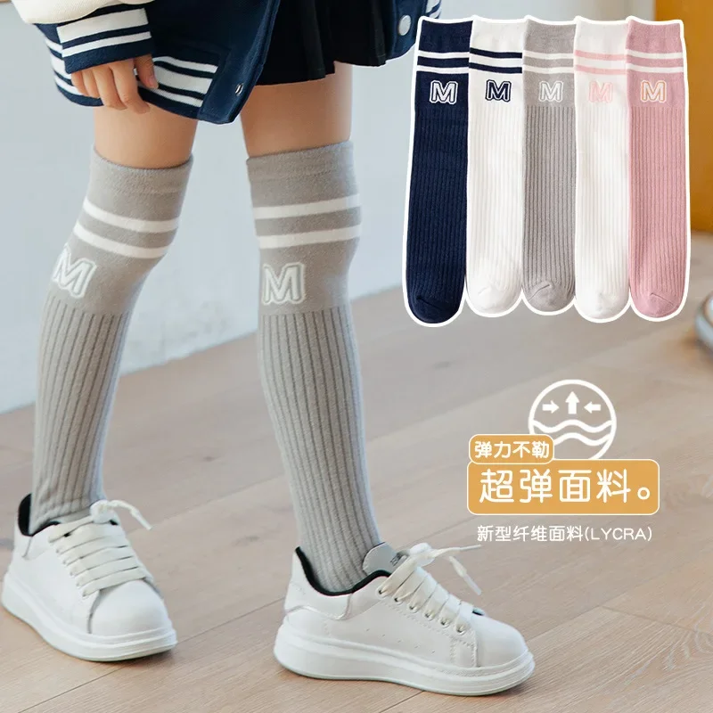 

Autumn Children's Stockings Korean Version of Preppy Girls' Calf Socks Thin Students Baby Over Knee High Socks Students