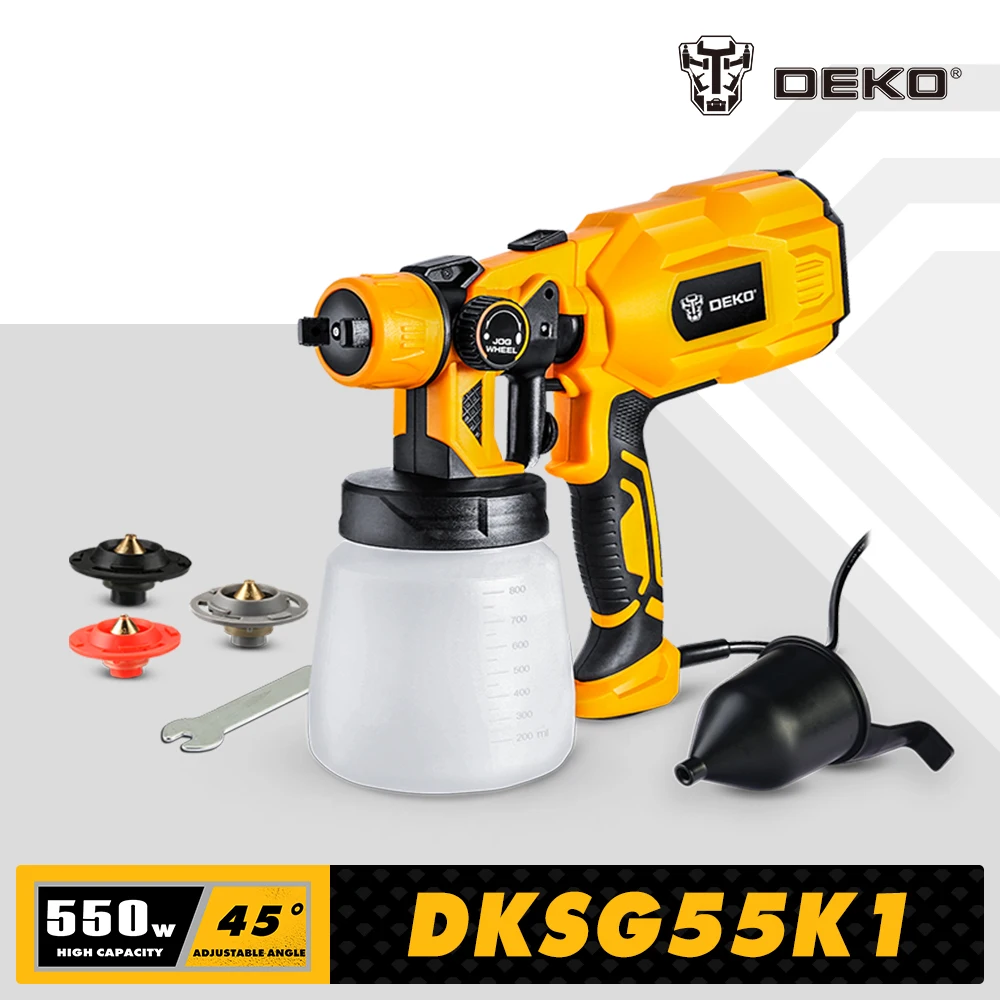 

HVLPSpray Gun, DKSG55K1/DKSG20K2 High Power Electric Paint Sprayer,3 Nozzle & 800 ml Large capacity,HVLP, Easy Spraying by DEKO