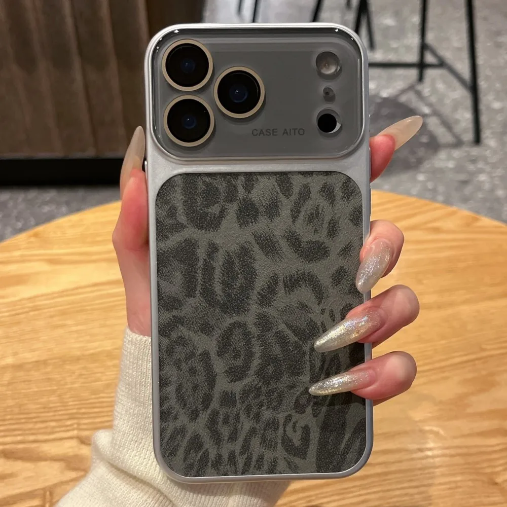 Luxury Leopard Print Leather Texture Phone Case - Cool Matte Shockproof Bumper Cover