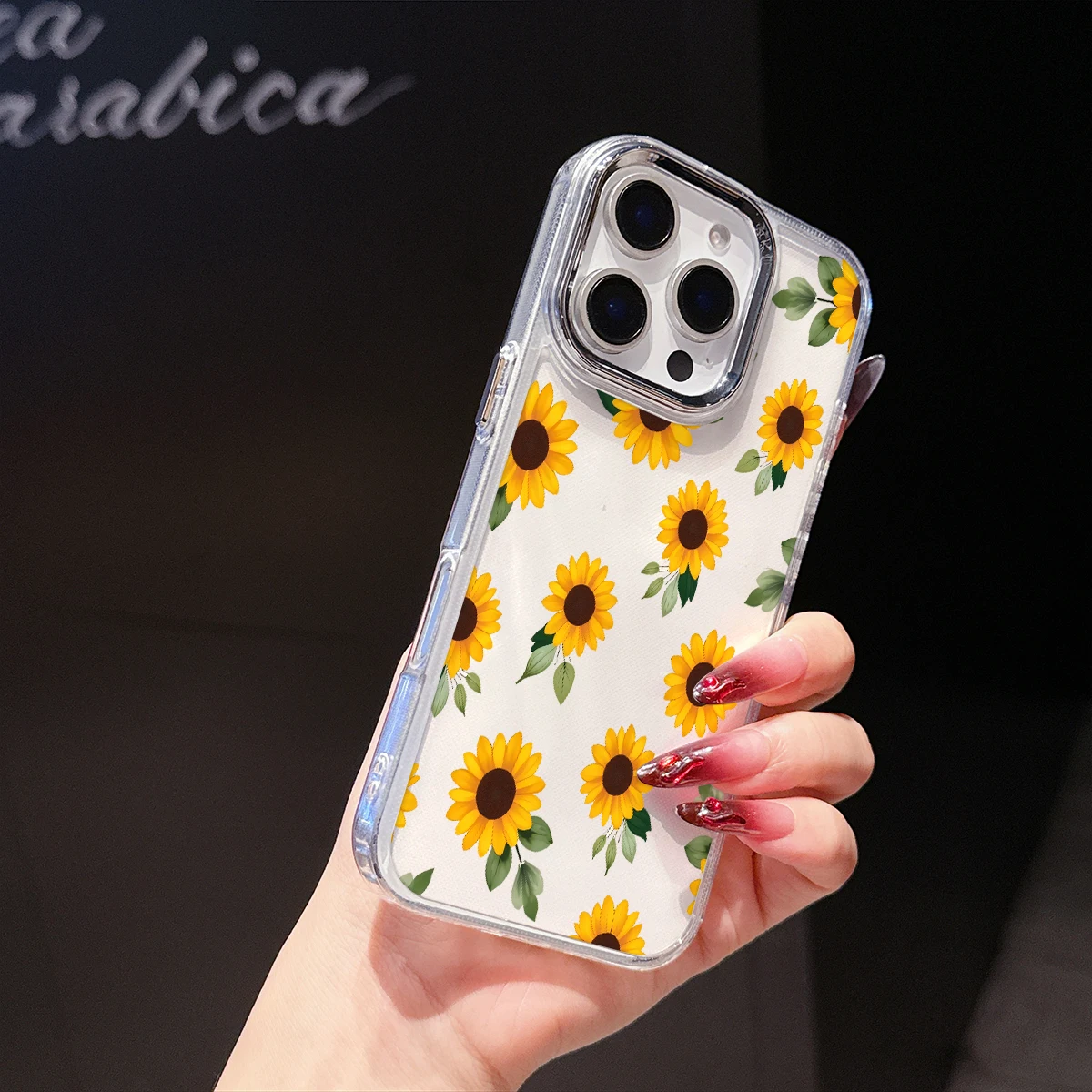 Sunflower Pattern Transparent Soft Phone Case