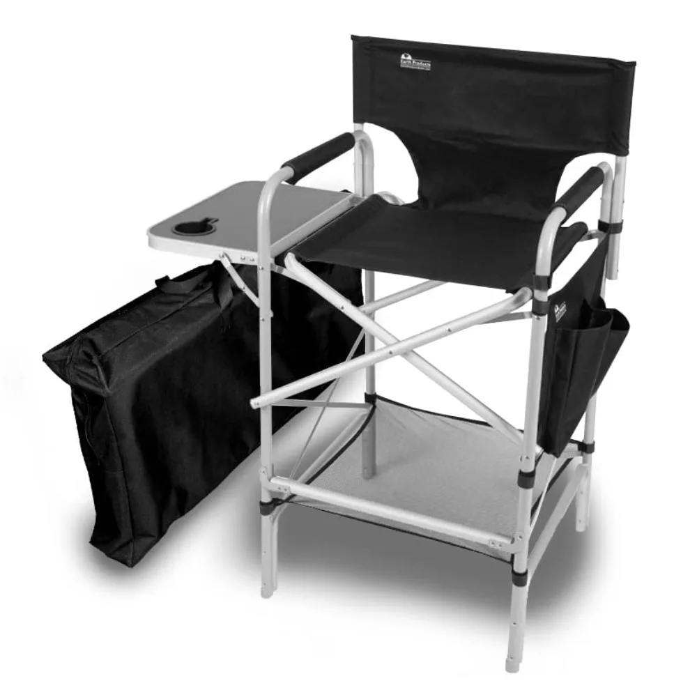 

2024 New Tall Directors Chair with Folding Side Table, Foldable, Zippered Carry Bag, 31" Seat Height