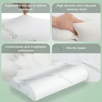 Oreiller en mousse à mémoire de forme en bambou avec housse amovible avec fermeture éclair, oreiller cervical en bambou pour dormir, conception ergonomique JAF022 2