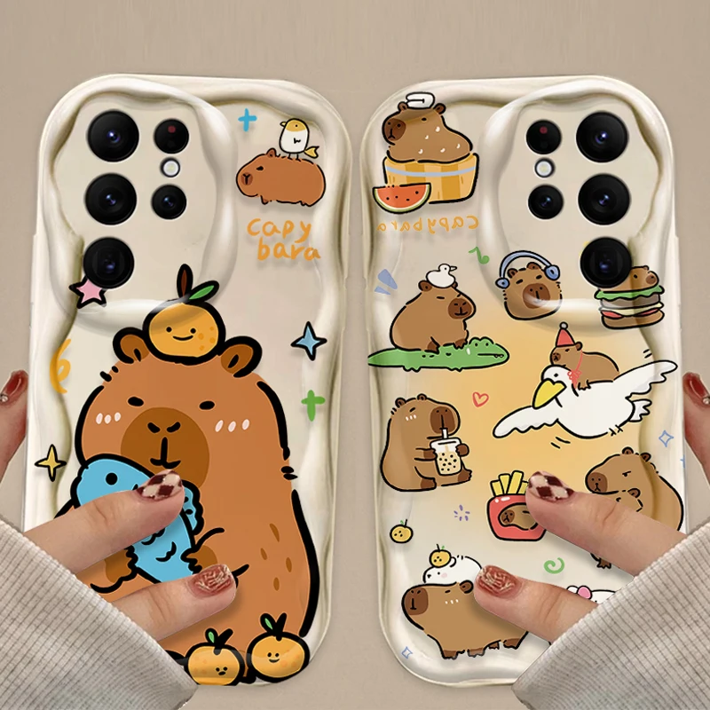 Cartoon Lovely Capybara 3D Wave Phone Case Cover