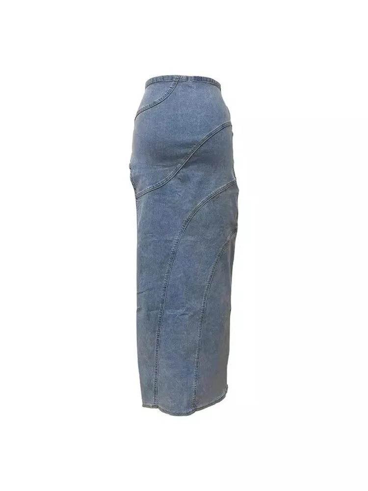 Wmstar Only Denim Skirts Women's Clothing Maxi Sexy Bodycon Irregularity Slip Hem Long Flounce Skirt Wholesale Dropshipping