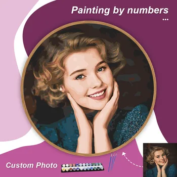 Peinture par numéros de personnalité ronde, Photo personnalisée, bricolage, dessin, coloriage par numéros, décoration, cadeaux, coloriage à base zéro 1