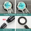 Temperature Display Turbo Propeller Shower Head High Pressure Water Saving With Stop Button Handheld Bathroom Shower Head 6